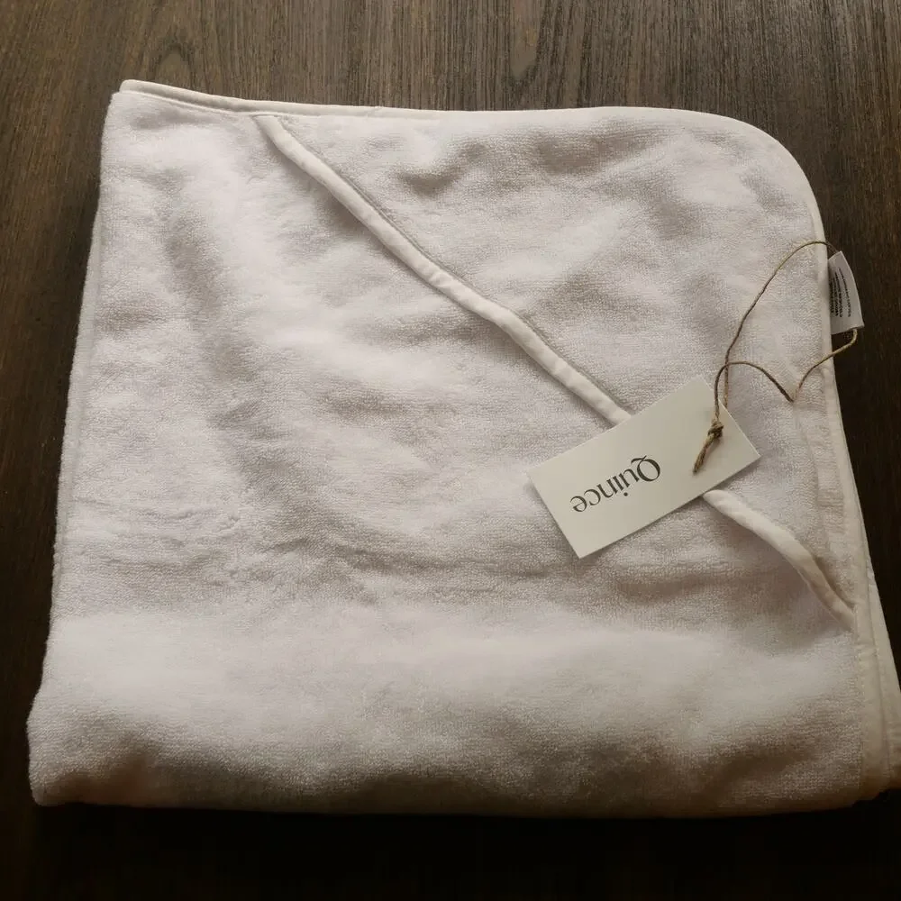 NEW 4 Pack Quince White Organic Turkish Cotton Kids Baby Hooded Towel Set